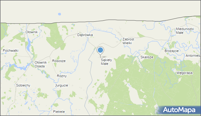 mapa Sąkieły Małe, Sąkieły Małe na mapie Targeo